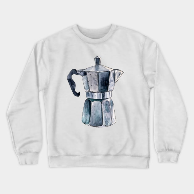 Watercolor Espresso Maker Crewneck Sweatshirt by voidea